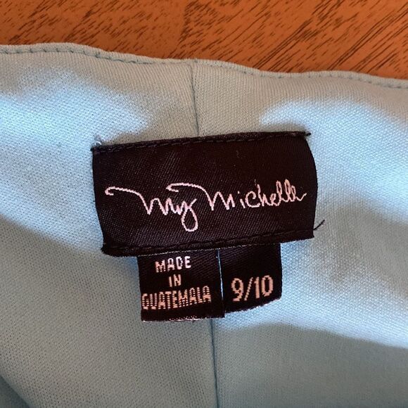 Vintage My Michelle Blue & Green Patchwork Handkerchief Midi Dress Size 9 - Picture 8 of 12